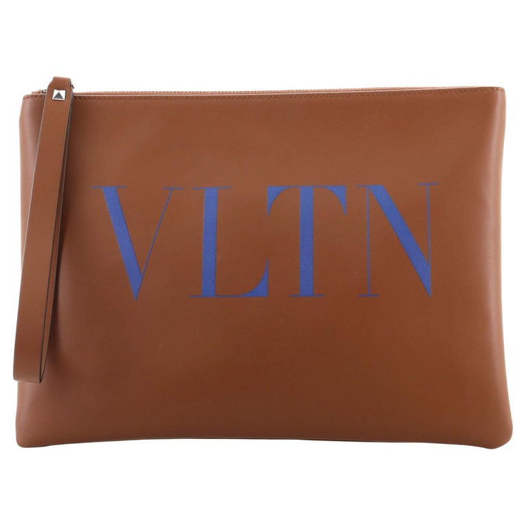 Valentino VLTN Wristlet Clutch Printed Leather Medium For Sale at 1stDibs