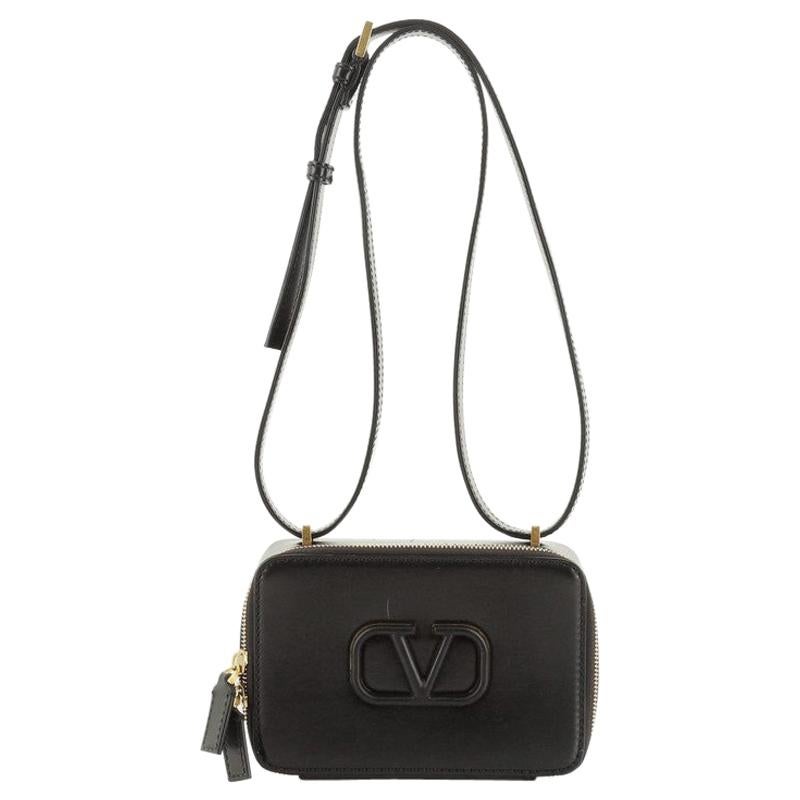 Valentino Vsling Micro Leather Black Cross Body Bag With Gold Hardware NWT