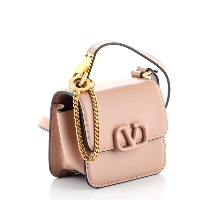 Valentino Vsling Micro Leather Black Cross Body Bag With Gold