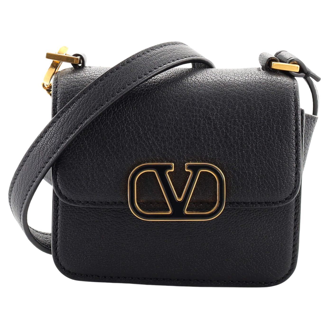 Valentino Black Leather Braided Handle Shoulder Bag For Sale at 1stDibs