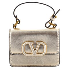 Valentino VSling Top Handle Bag Metallic Leather Micro