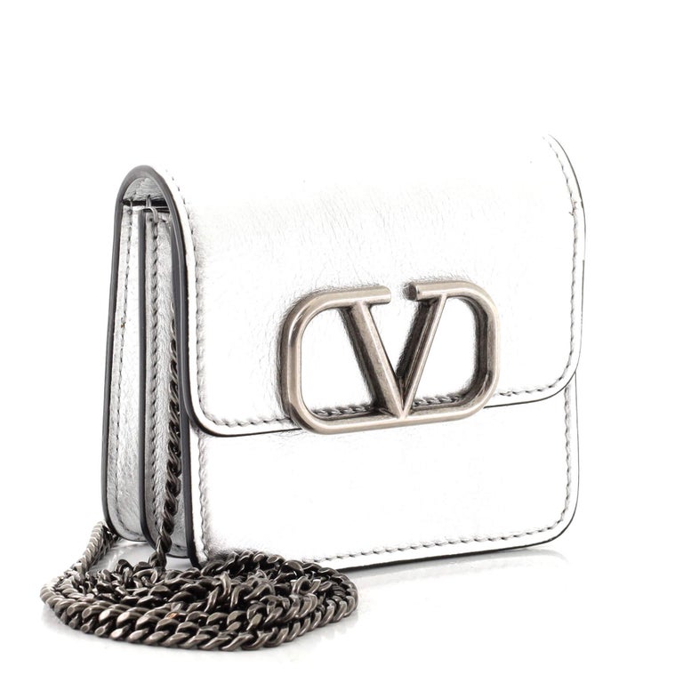 Valentino VSling Wallet on Chain Leather Compact at 1stDibs