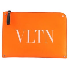 Valentino VTLN Zip Around Pouch Fluorescent Printed Leather Medium