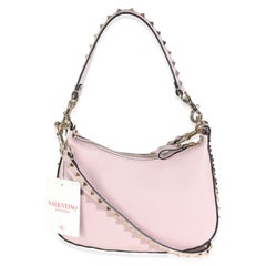 Valentino Water Lilac Grained Calfskin Rockstud Hobo Bag