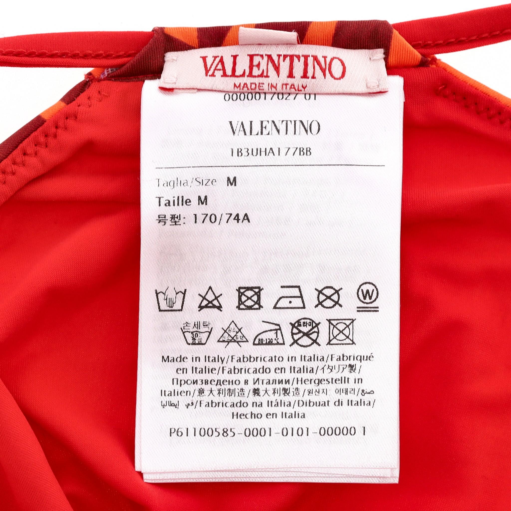 Valentino Waves Logo Printed Swimsuit & Silk Beach Cover-Up Set 9