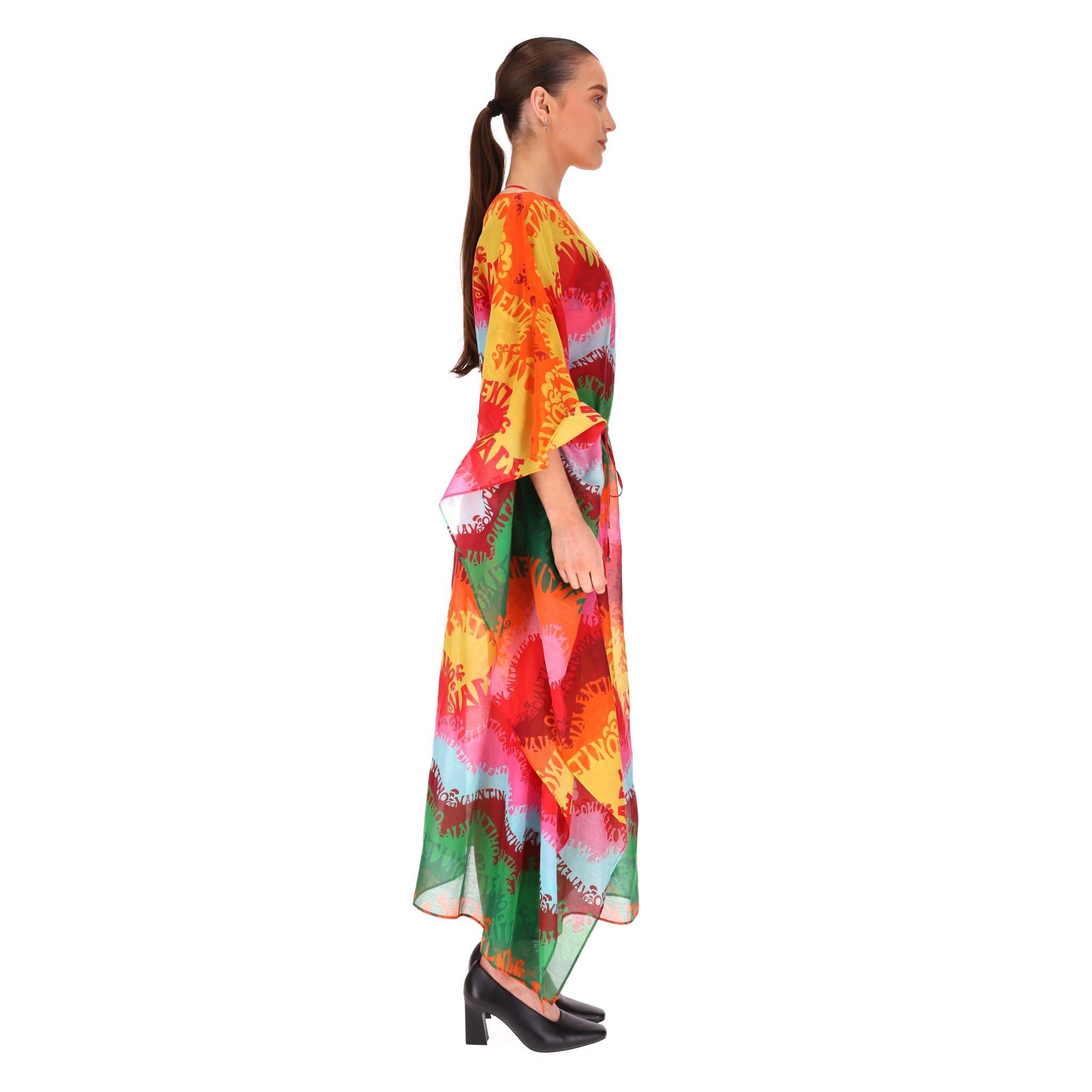 Women's Valentino Waves Logo Printed Swimsuit & Silk Beach Cover-Up Set