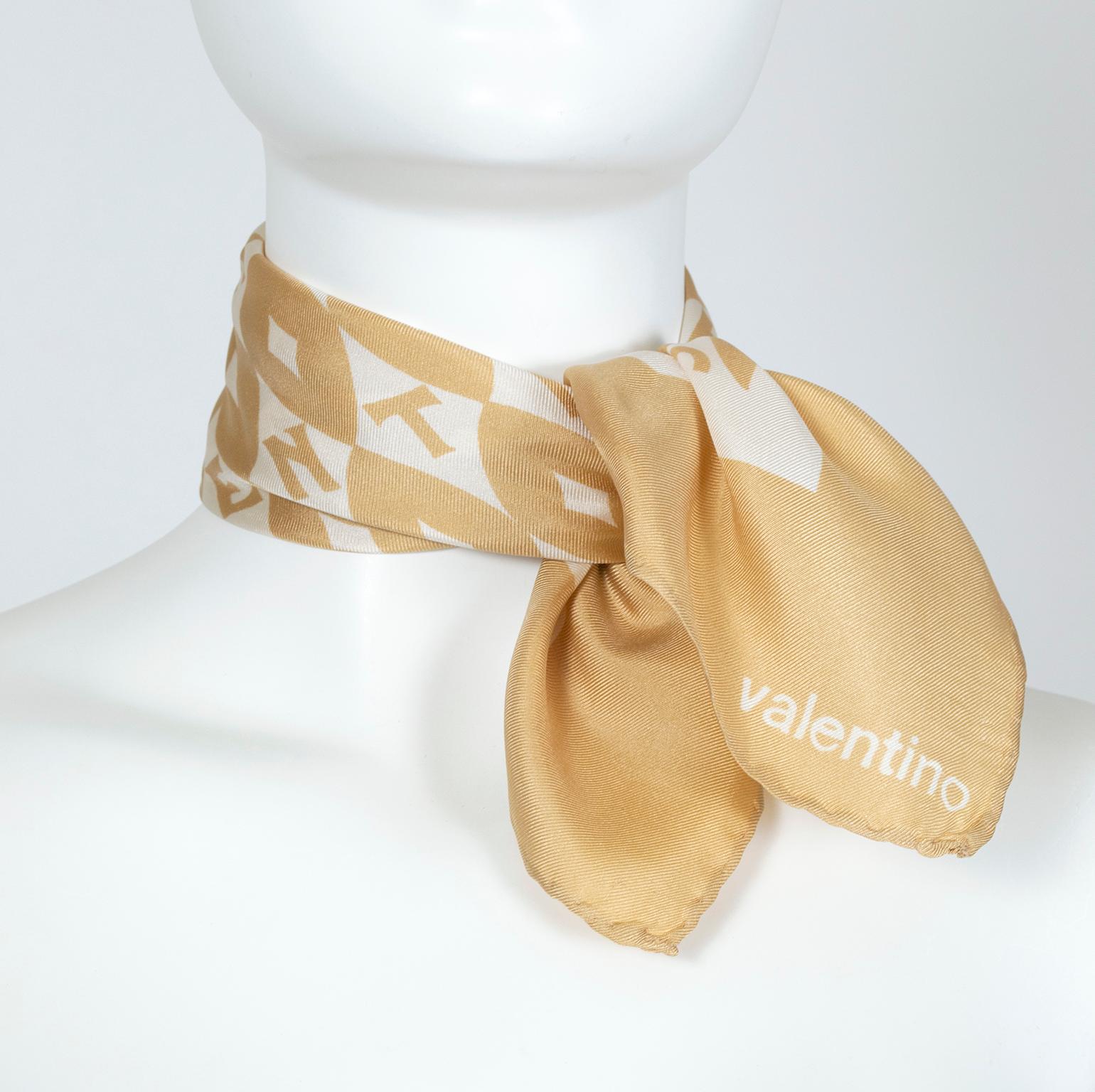 With just enough pop to catch the eye, this otherwise neutral signature scarf pairs with almost any colorway and is large enough to wear around the neck, on the head or on a purse handle for a little extra panache.

Single-ply silk twill scarf with