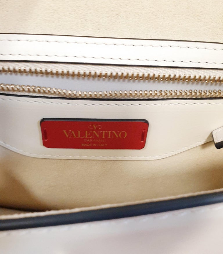 VALENTINO white beige leather FLOWER Flap Shoulder Bag at 1stDibs