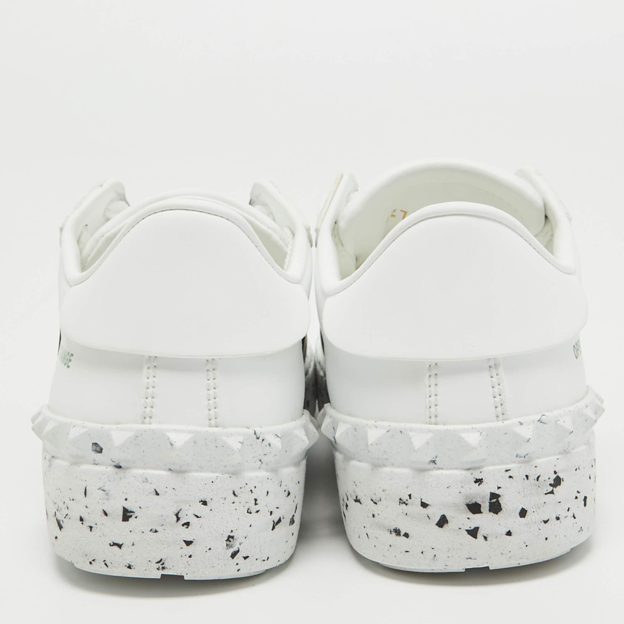 Valentino White/Black Leather Open Sneakers Size 36 For Sale 2