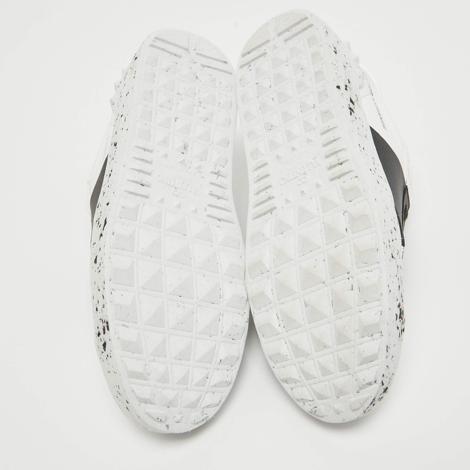 Valentino White/Black Leather Open Sneakers Size 36 For Sale 4