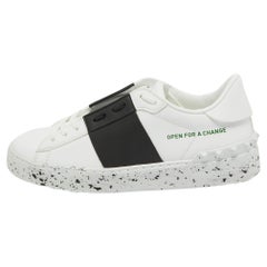 Valentino White/Black Leather Open Sneakers Size 36