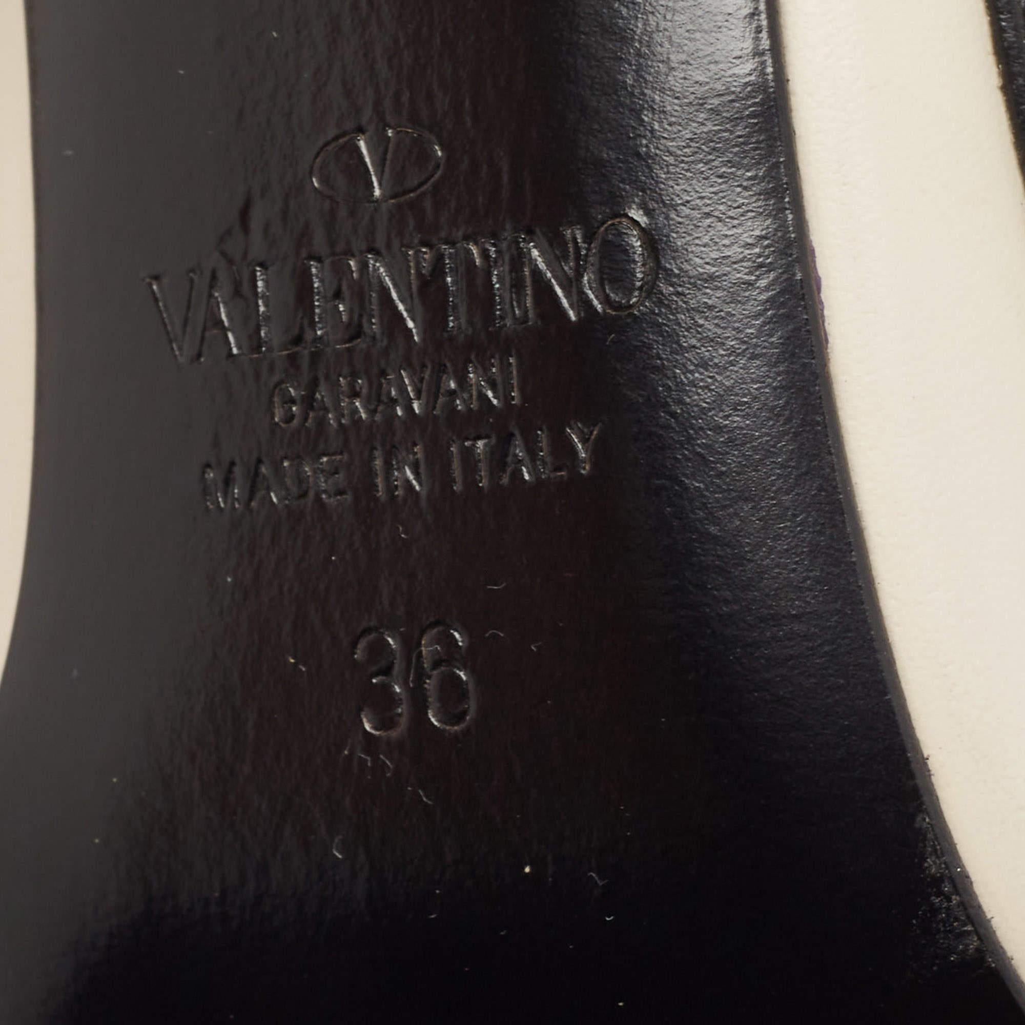 Valentino White/Black Leather Rockstud Ankle Strap Pumps Size 36 2
