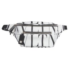 Valentino White/Black Nylon VLTN Belt Bag