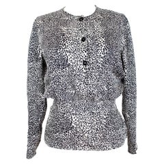 Valentino White Black Silk Animalier Evening Blouse