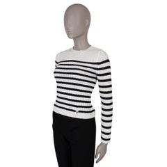 VALENTINO white & black viscose 2023 STRIPED RIB-KNIT Sweater XS
