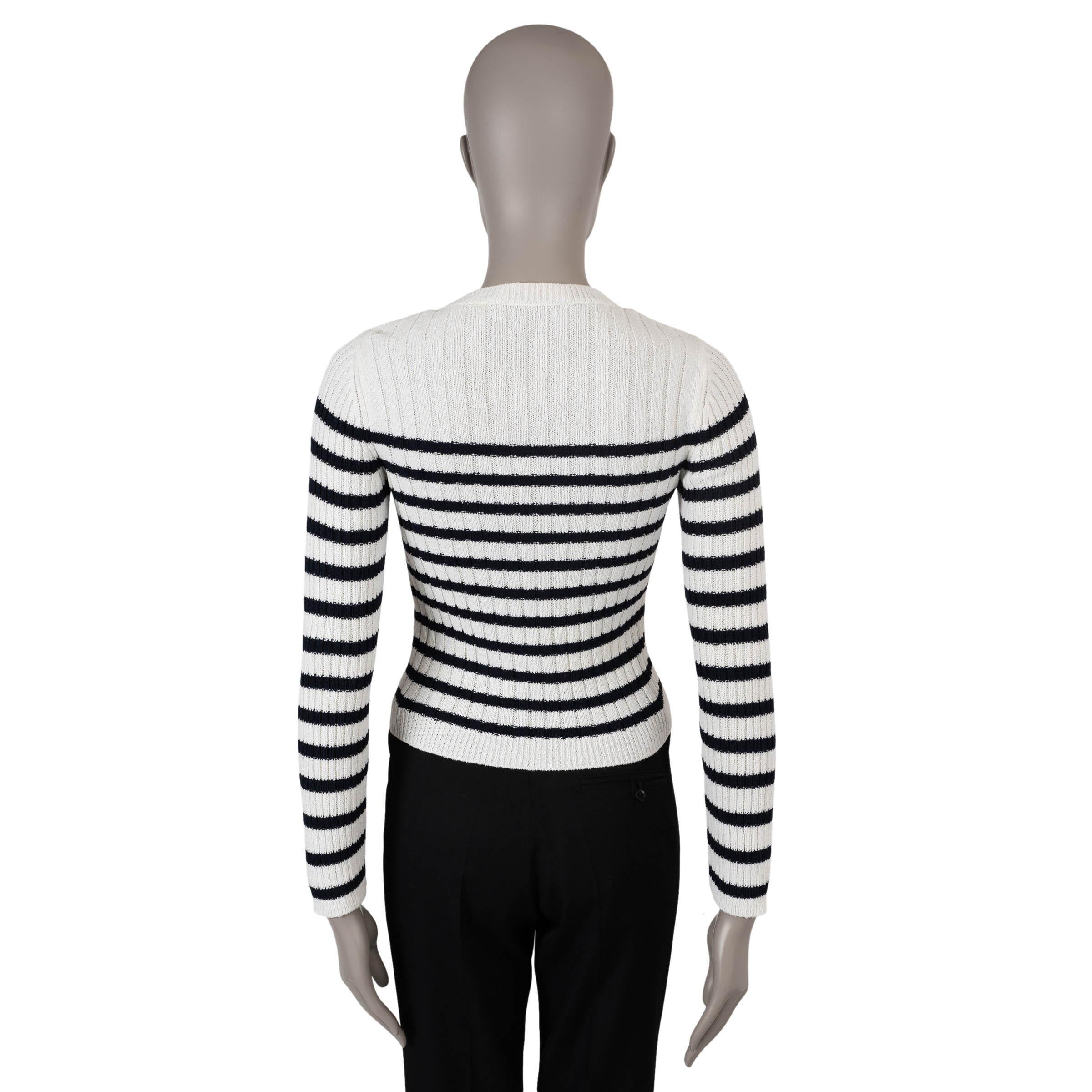 Black VALENTINO white & black viscose 2023 STRIPED RIB-KNIT Sweater XS For Sale
