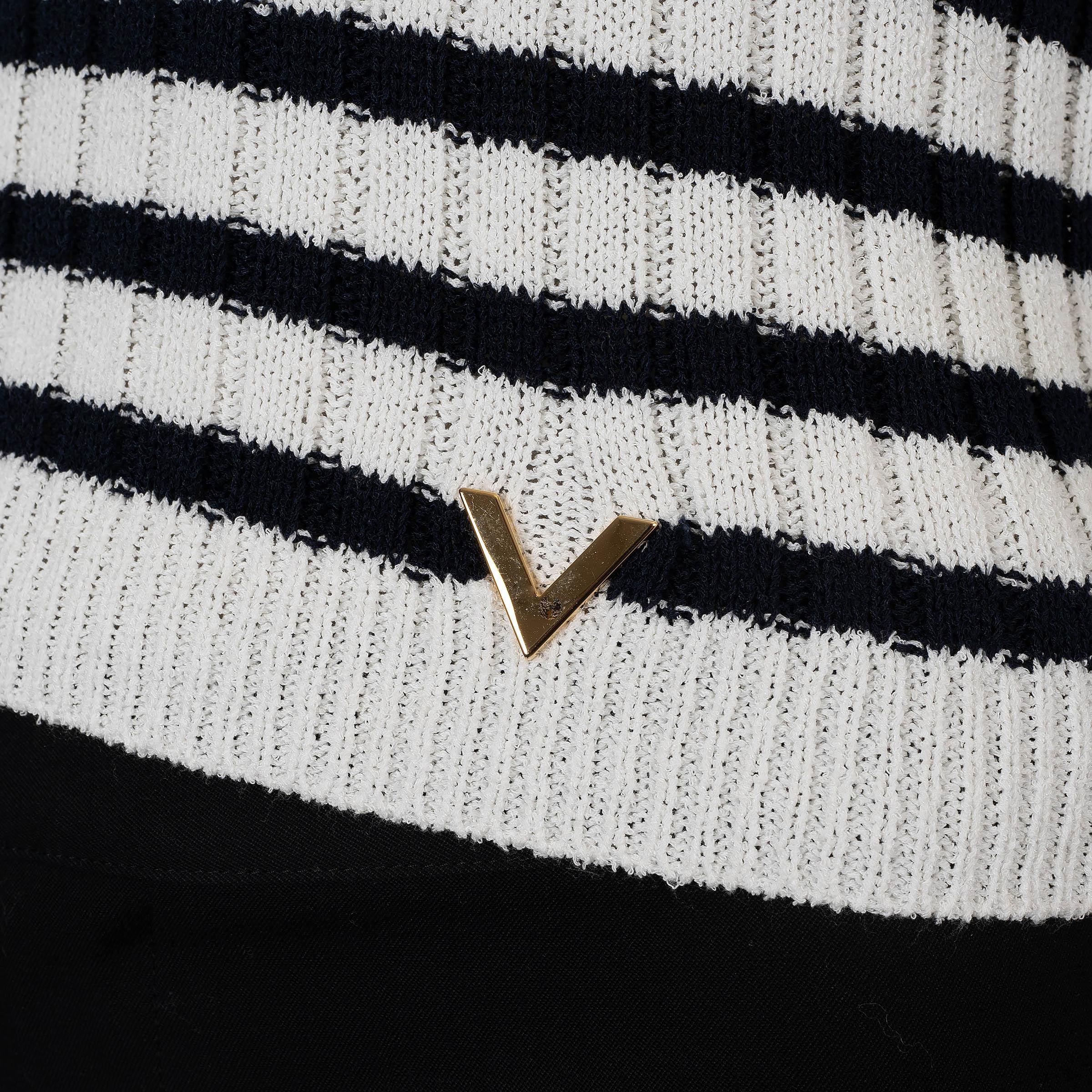 VALENTINO white & black viscose 2023 STRIPED RIB-KNIT Sweater XS For Sale 1