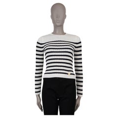 VALENTINO 2023 STRIPED RIB-KNIT Pullover aus weißem und schwarzem Viskose XS