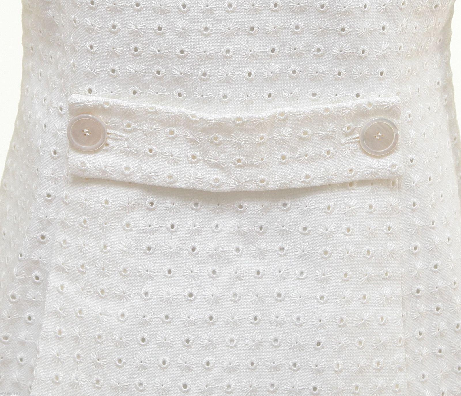 Valentino White Blazer Jacket Eyelet Cotton Viscose Long Sleeve Lined Sz 4 For Sale 1