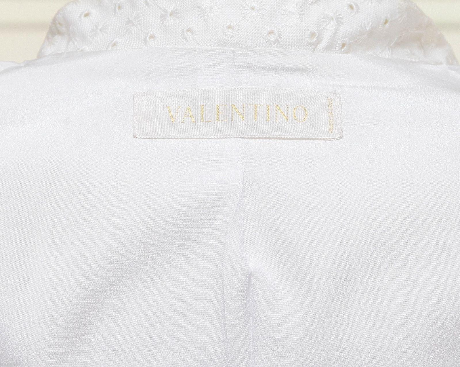 Valentino White Blazer Jacket Eyelet Cotton Viscose Long Sleeve Lined Sz 4 For Sale 3