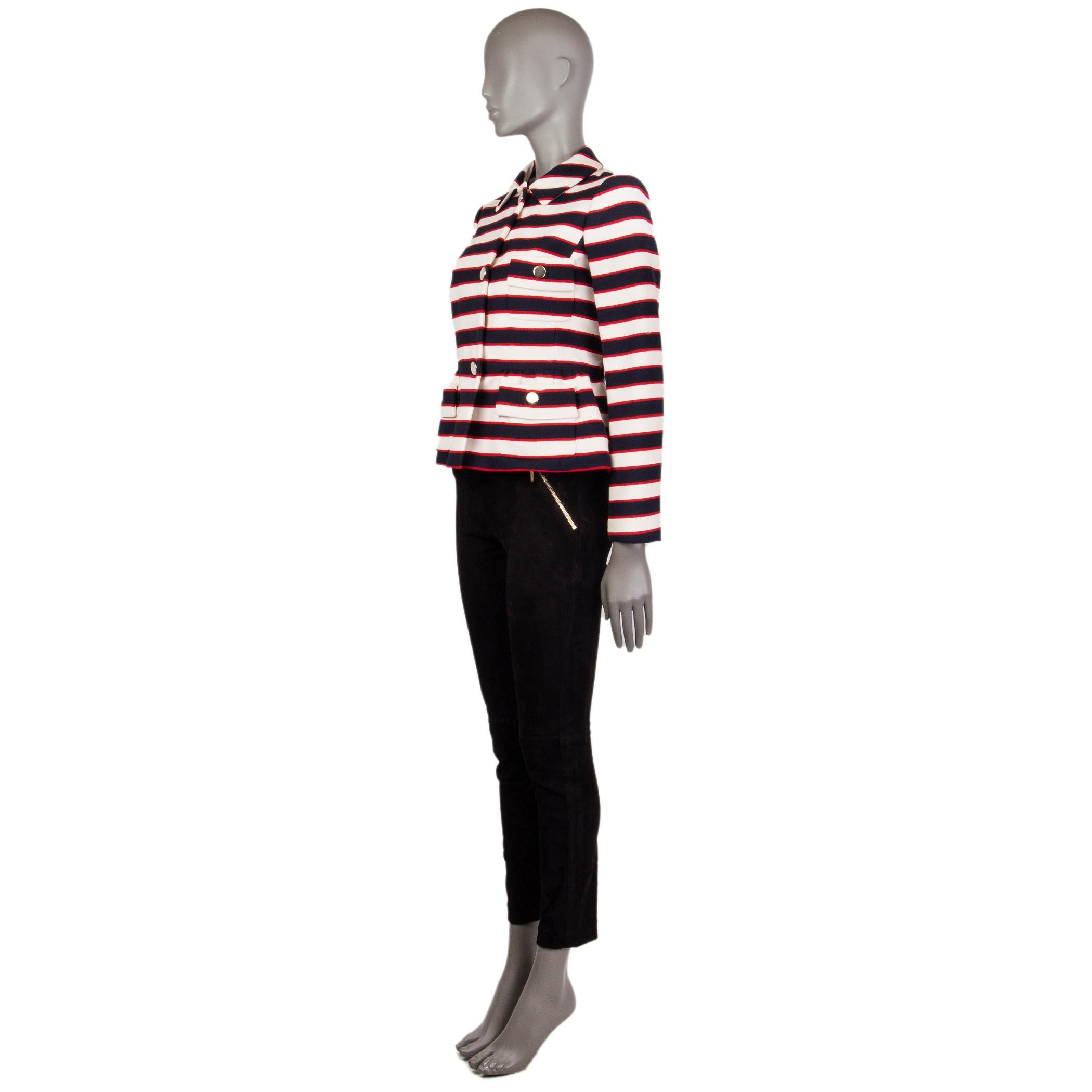 VALENTINO white blue red wool NAUTICAL STRIPED CROPPED Jacket 40 S In Excellent Condition For Sale In Zürich, CH
