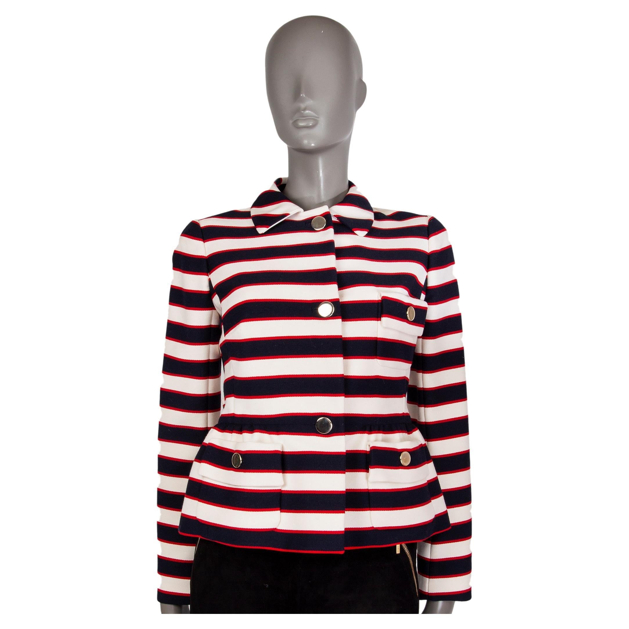 VALENTINO white blue red wool NAUTICAL STRIPED CROPPED Jacket 40 S For Sale
