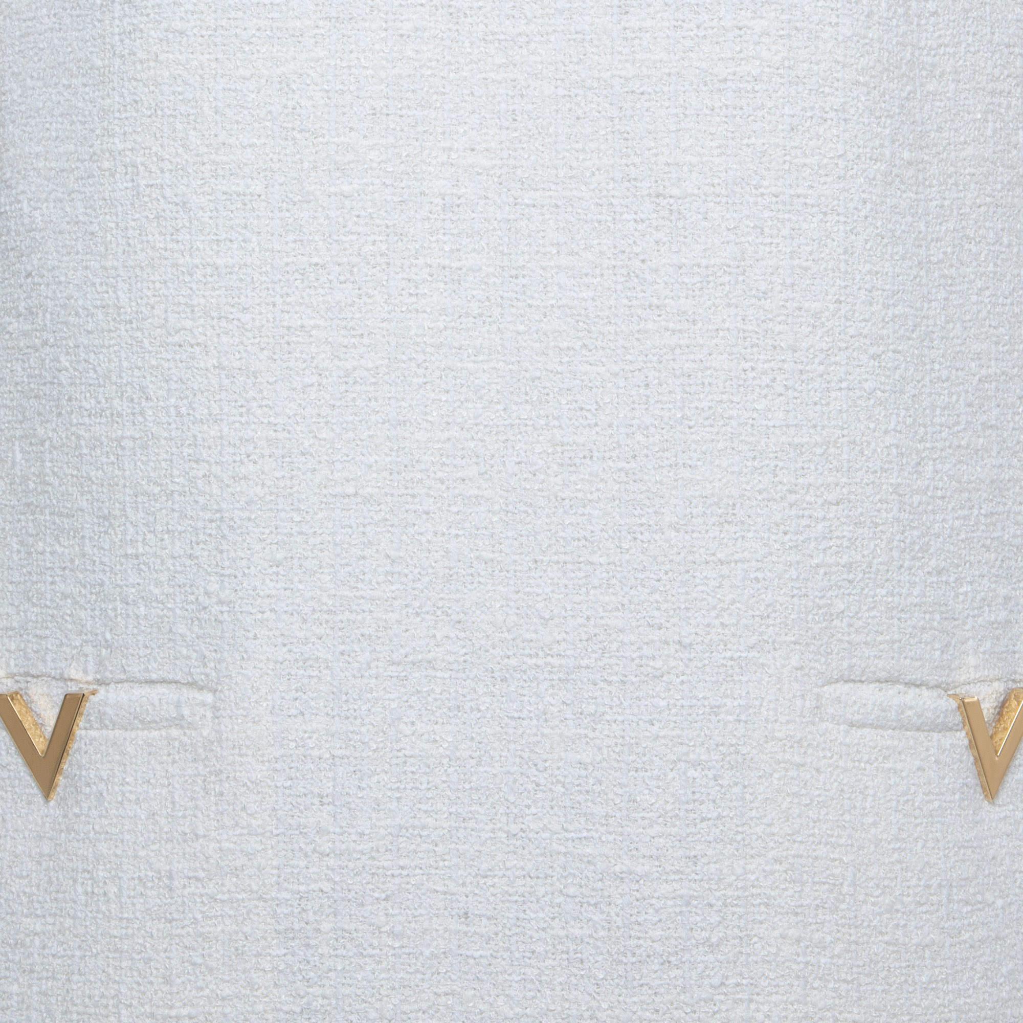 Valentino White/Blue Striped Patterned Tweed Shift Dress XL In Excellent Condition In Dubai, Al Qouz 2