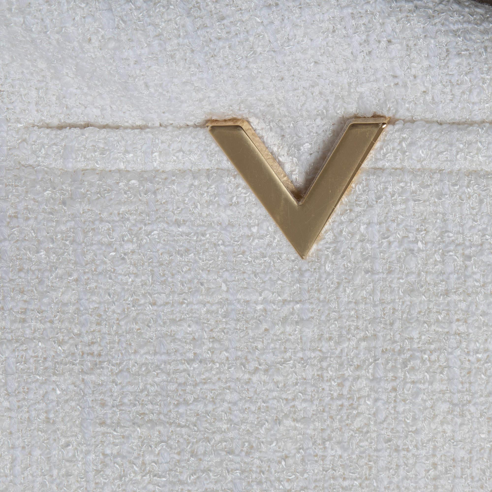 Valentino - Robe droite en tweed à rayures blanches et bleues XL Excellent état - En vente à Dubai, Al Qouz 2
