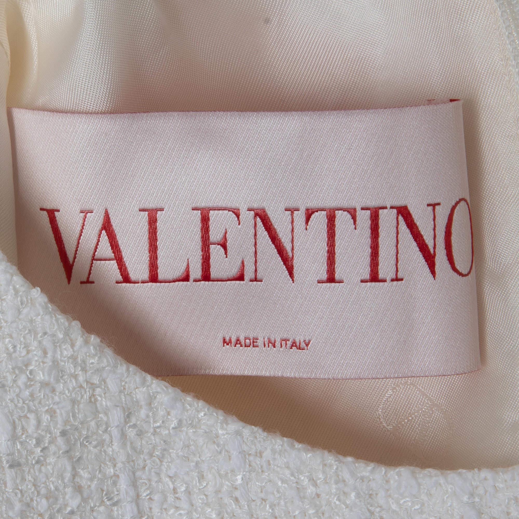Valentino - Robe droite en tweed à rayures blanches et bleues XL en vente 1