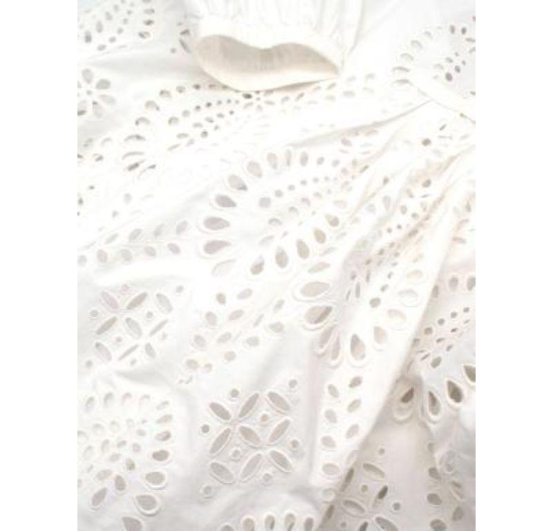 Women's Valentino White Broderie Anglaise Cotton Dress with Bow Neck Tie For Sale