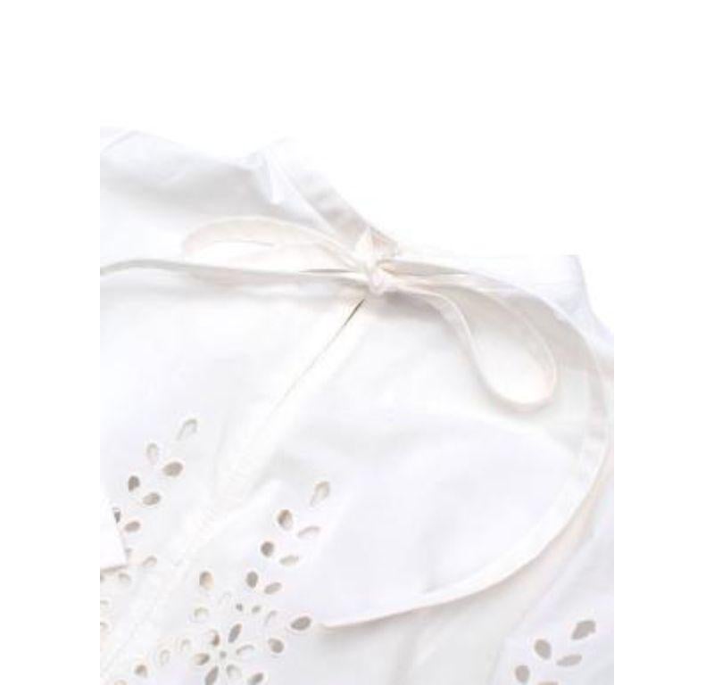 Valentino White Broderie Anglaise Cotton Dress with Bow Neck Tie For Sale 4