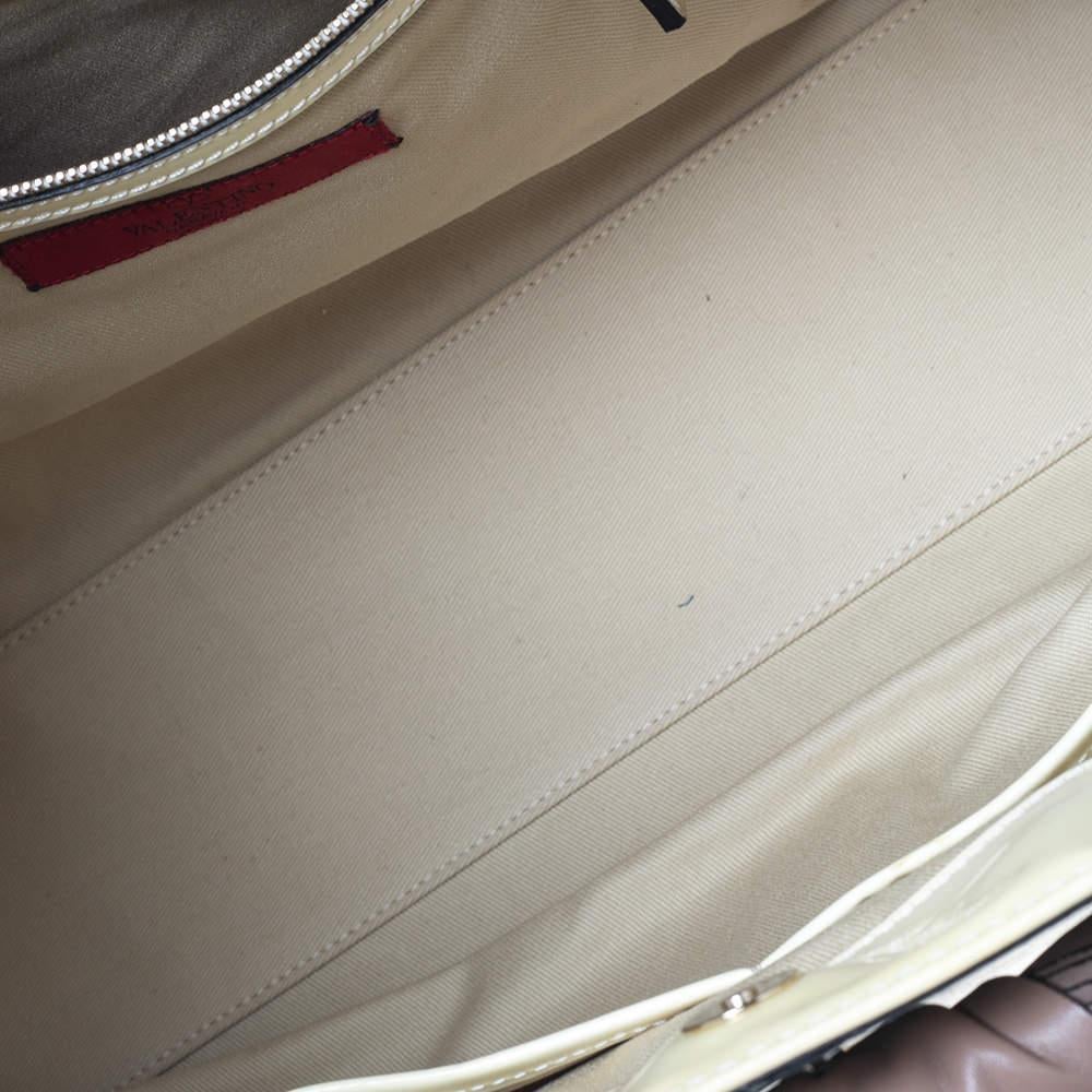 Valentino Borsa grande con fiocco Afrodite in vernice e pitone bianco/marrone 4