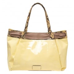 Valentino White/Brown Patent Leather and Python Large Aphrodite Bow Bag