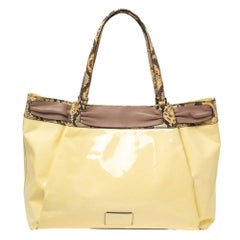Valentino White/Brown Patent Leather and Python Large Aphrodite Bow Bag