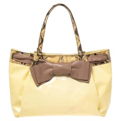 Valentino Weiß/Braun Lackleder und Python Große Aphrodite-Schleifentasche