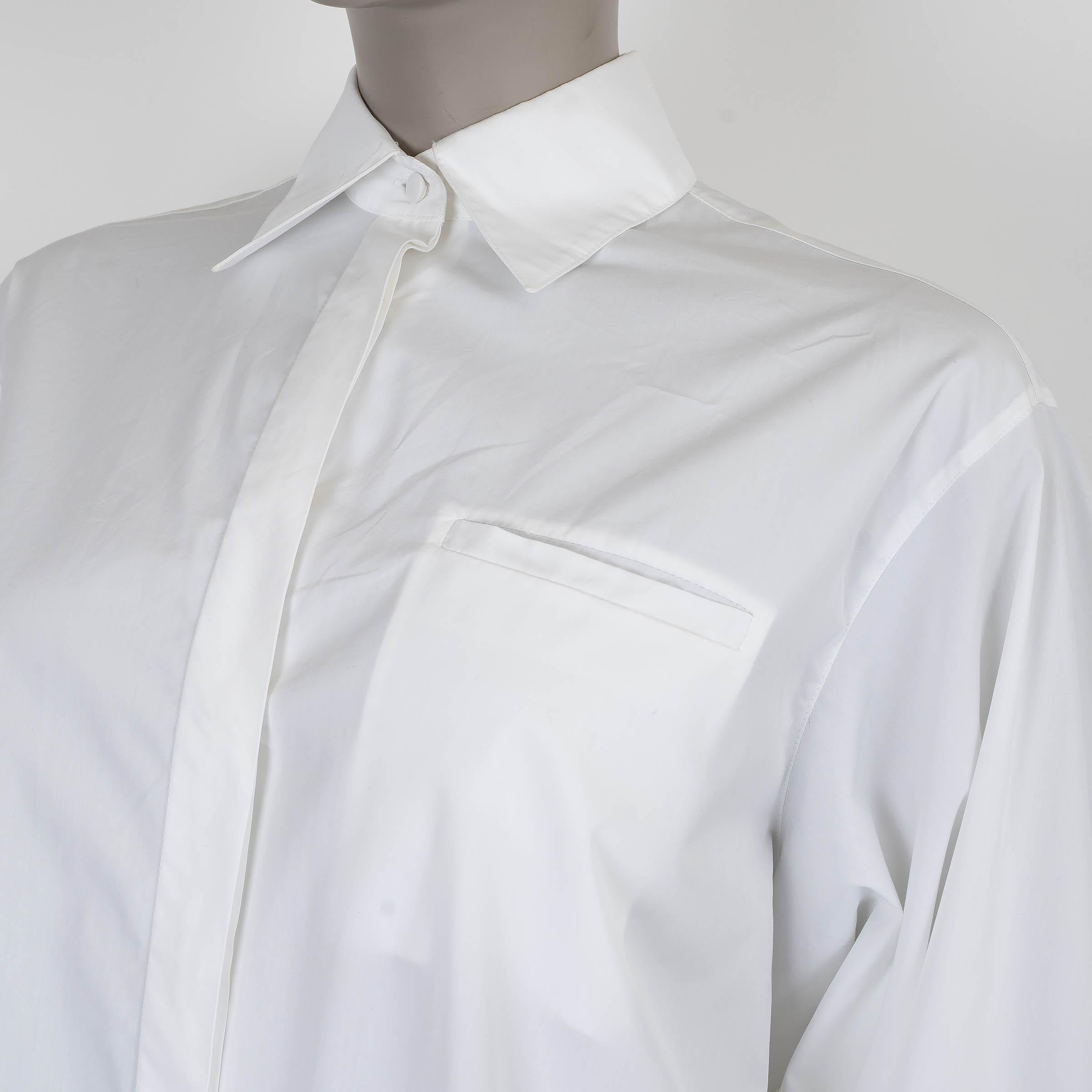 Donna S.S. White in cotone 2020, camicia POPLIN con cappuccio sul retro, S.S. in vendita