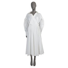 VALENTINO white cotton 2020 LE BLANC PLEATED POPLIN SHIRT Dress 42 M
