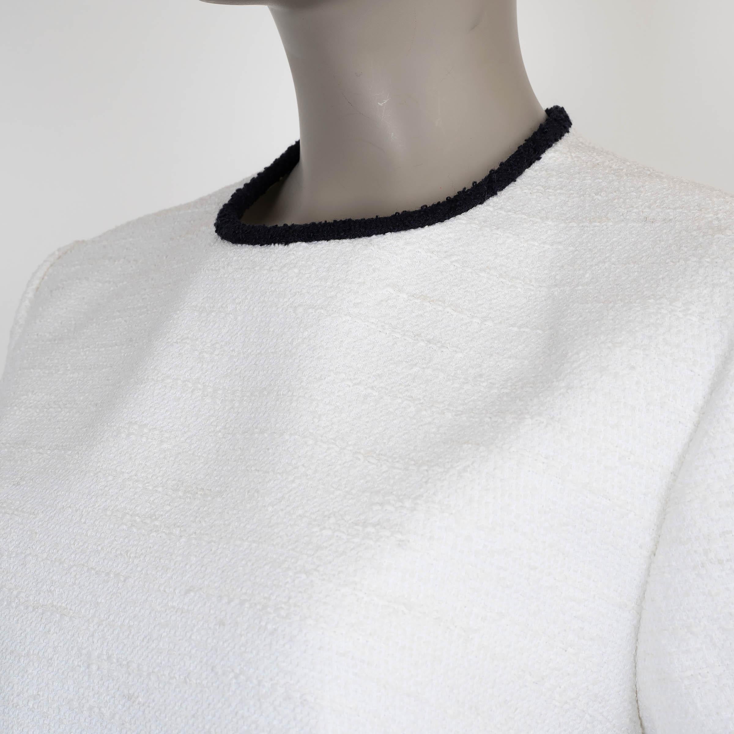 Women's VALENTINO white cotton 2022 CRISP VLOGO TWEED MINI Dress S For Sale