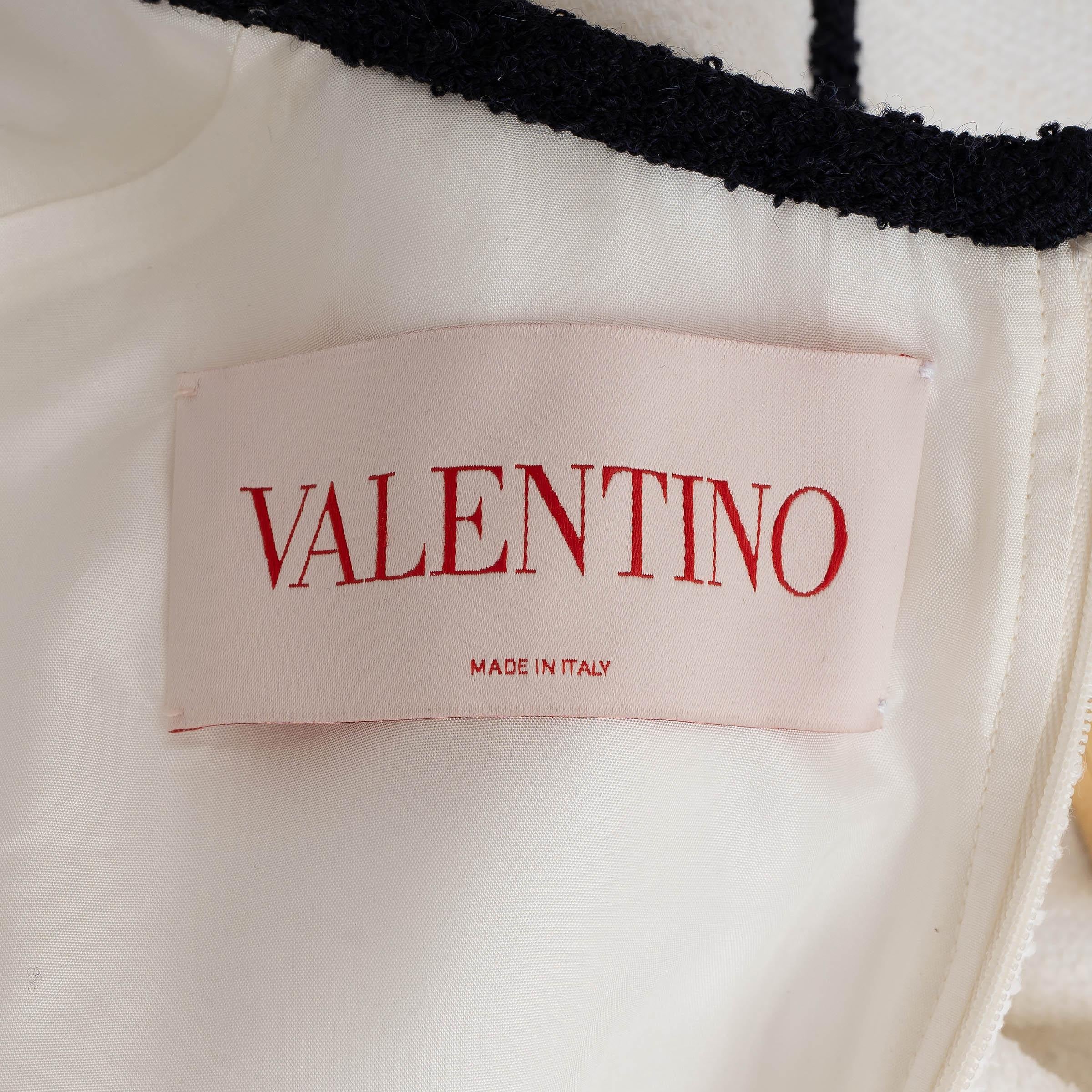 VALENTINO white cotton 2022 CRISP VLOGO TWEED MINI Dress S For Sale 2