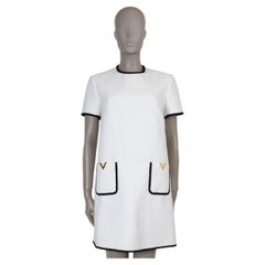 VALENTINO white cotton 2022 CRISP VLOGO TWEED MINI Dress S