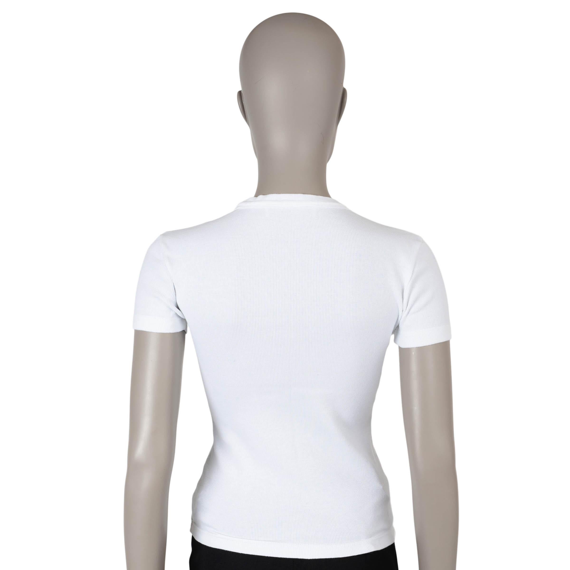 Gray VALENTINO white cotton 2024 VLOGO RIB-KNIT T-Shirt Shirt S For Sale