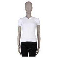 VALENTINO white cotton 2024 VLOGO RIB-KNIT T-Shirt Shirt S