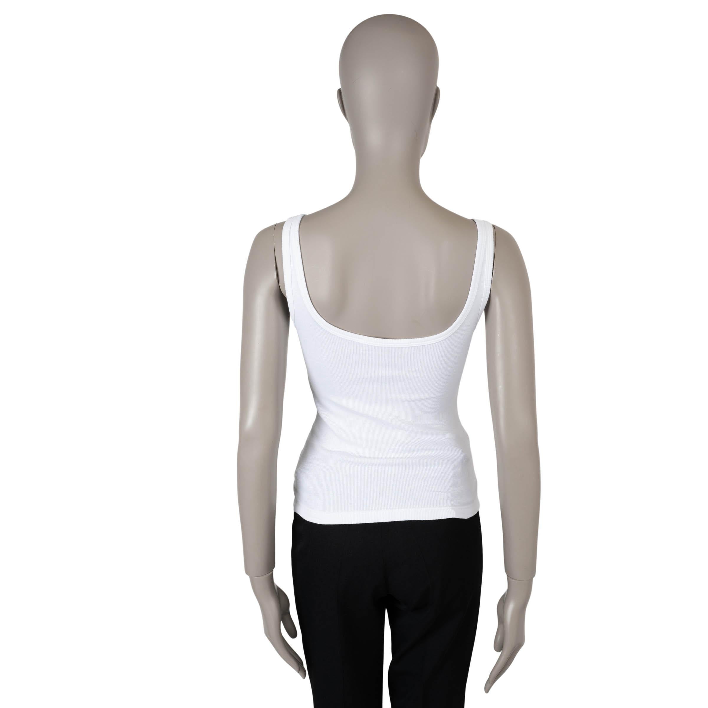Gray VALENTINO white cotton 2024 VLOGO RIB-KNIT Tank Top Shirt S For Sale