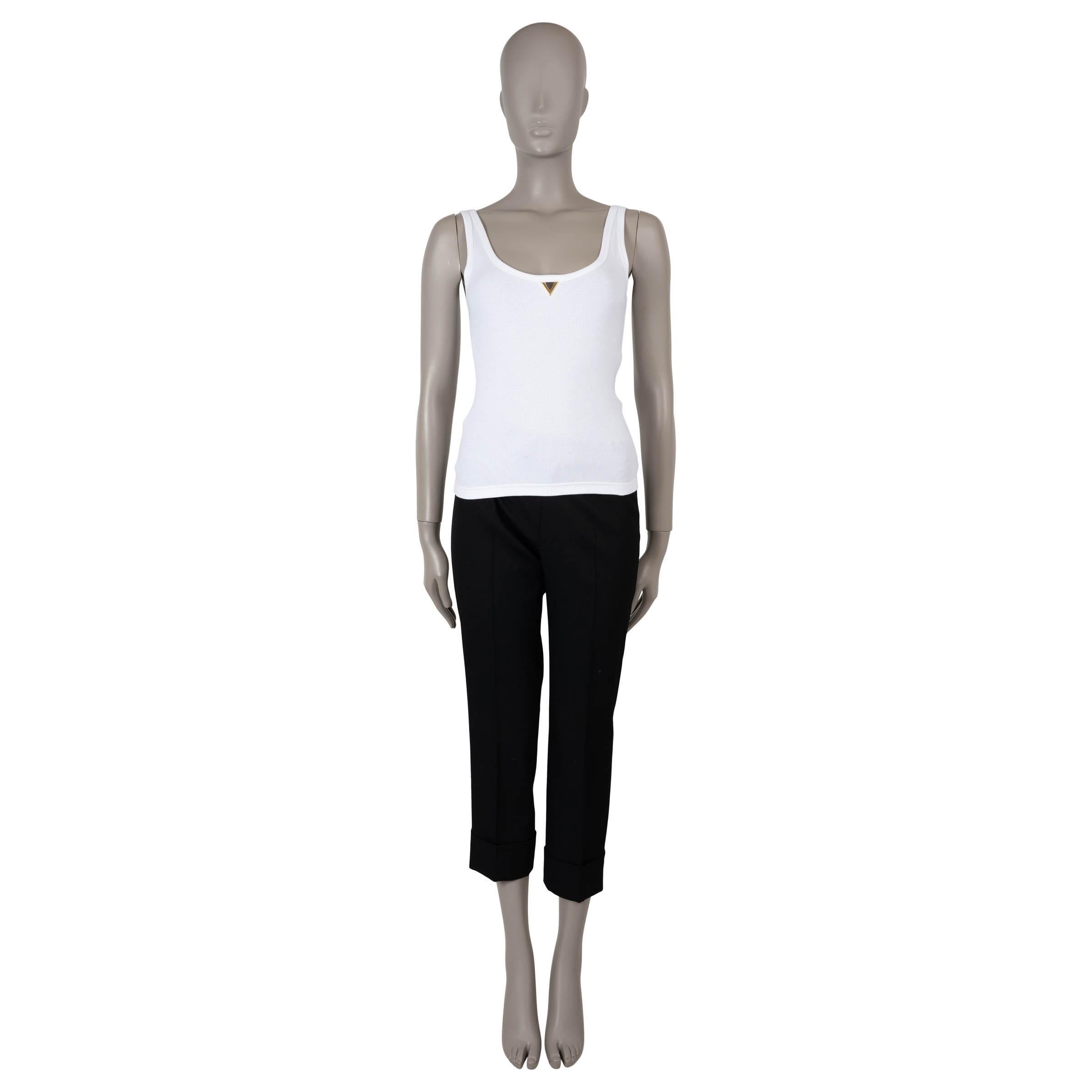 VALENTINO white cotton 2024 VLOGO RIB-KNIT Tank Top Shirt S In Excellent Condition For Sale In Zürich, CH