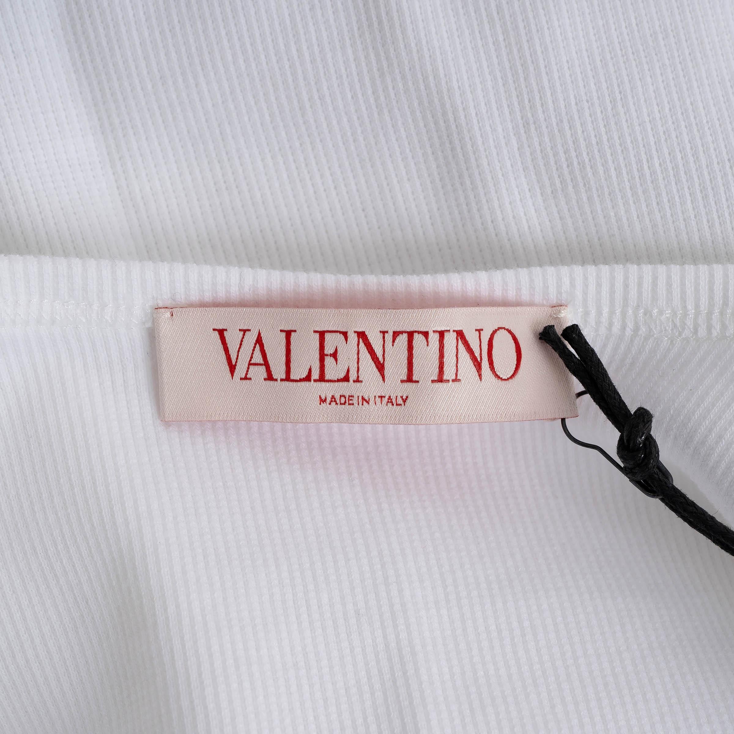 VALENTINO white cotton 2024 VLOGO RIB-KNIT Tank Top Shirt S For Sale 1