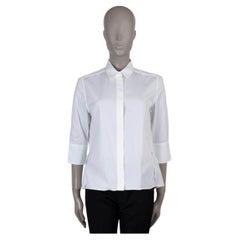 Valentino, camicia in cotone bianco con maniche a 3/4, taglia 46, 44, L.A.