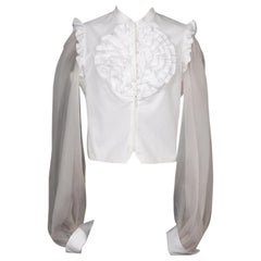 Valentino White Cotton and Organza Top