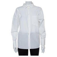 Valentino Weißes Hemd aus Baumwolle mit Krawattendetail und Knopfleiste vorne, S