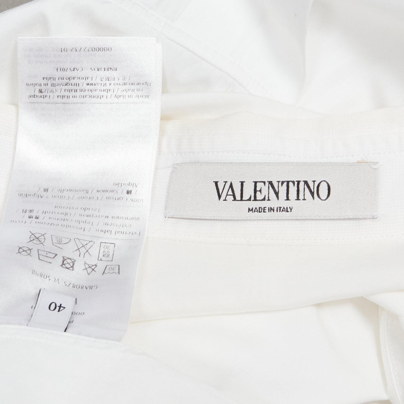 VALENTINO white cotton back yoke capelet sleeves cut out neck shirt IT40 S For Sale 7