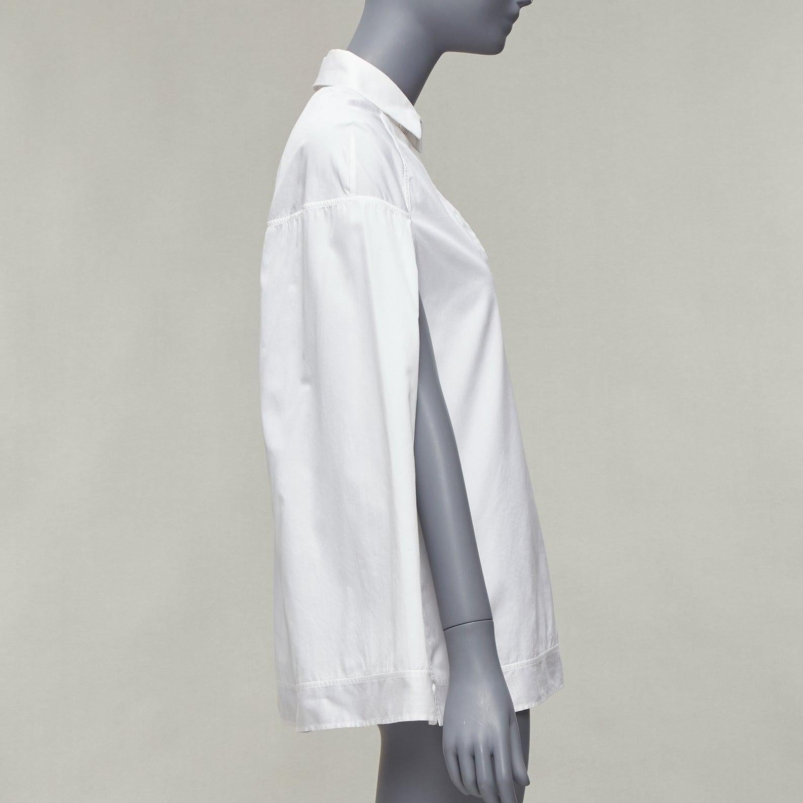 VALENTINO white cotton back yoke capelet sleeves cut out neck shirt IT40 S For Sale 1